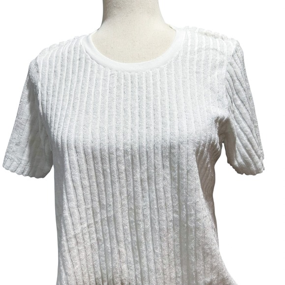 Sol Angeles Top Size Small Ribbed Terry Cloth Short Sleeve Beachy Tee Shirt - Picture 4 of 10